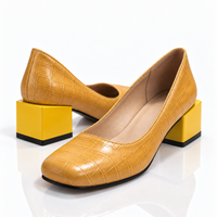 Zapatos de tacón bloque Elena en amarillo