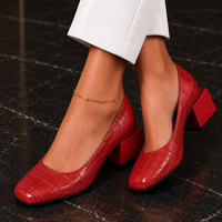 Zapatos de tacón bloque Elena en rojo