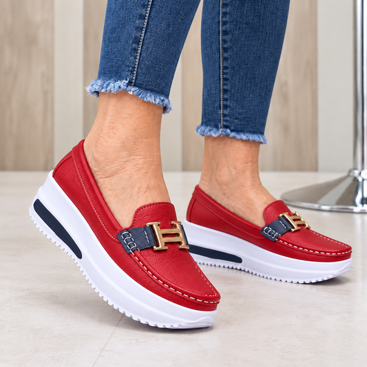 Renata mocasines plataforma ortopédicos color rojo