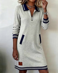 Vestido polo Inés en gris jaspeado
