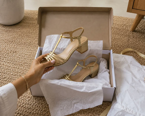 Clienta Sanoite, tacones dorados